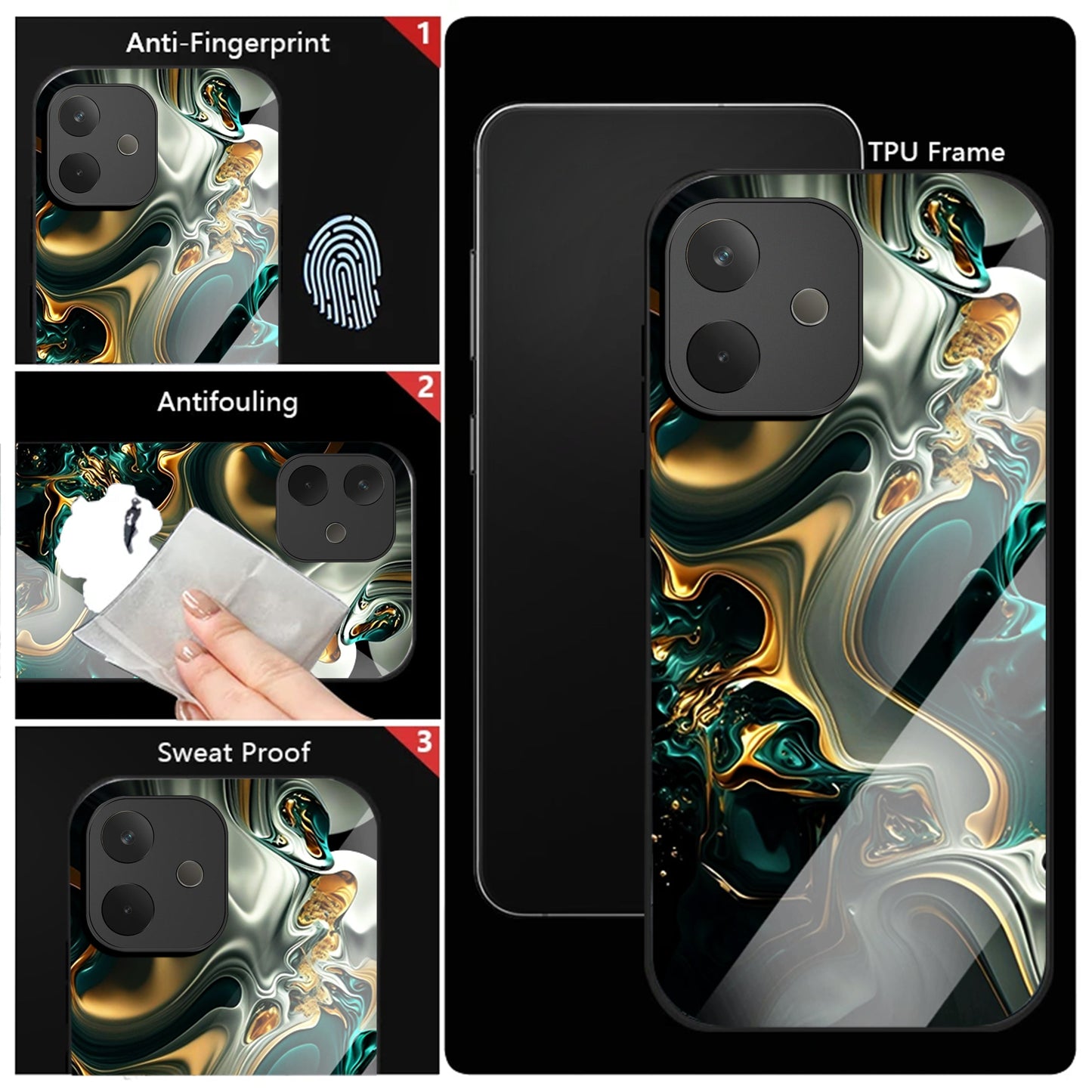 Oppo A5 Pro 5G Premium Acrylic Shockproof Glass Back Case (Ocean Ember)