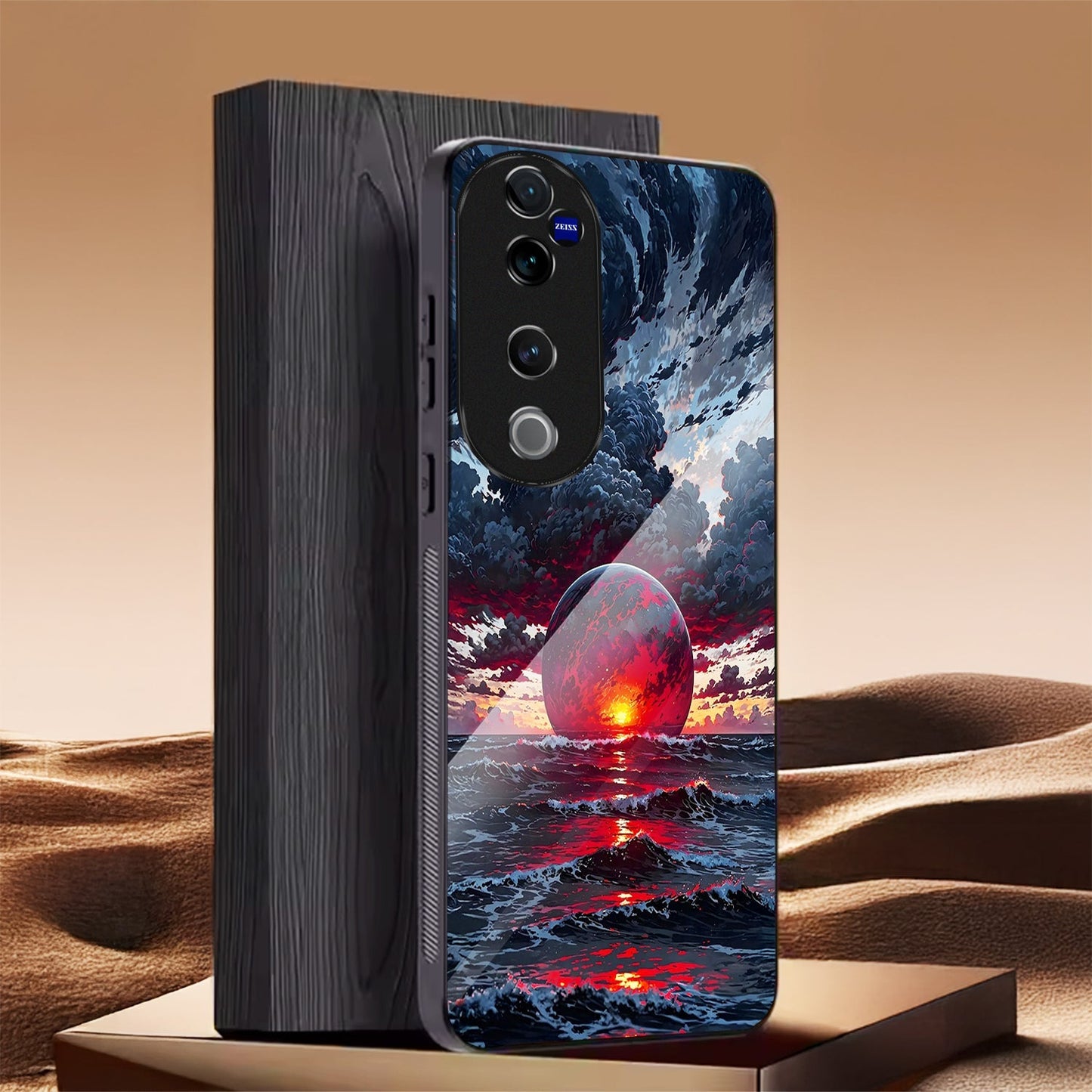 Vivo V40 Pro 5G Premium Acrylic Shockproof Glass Back Case (Crimson Ocean)