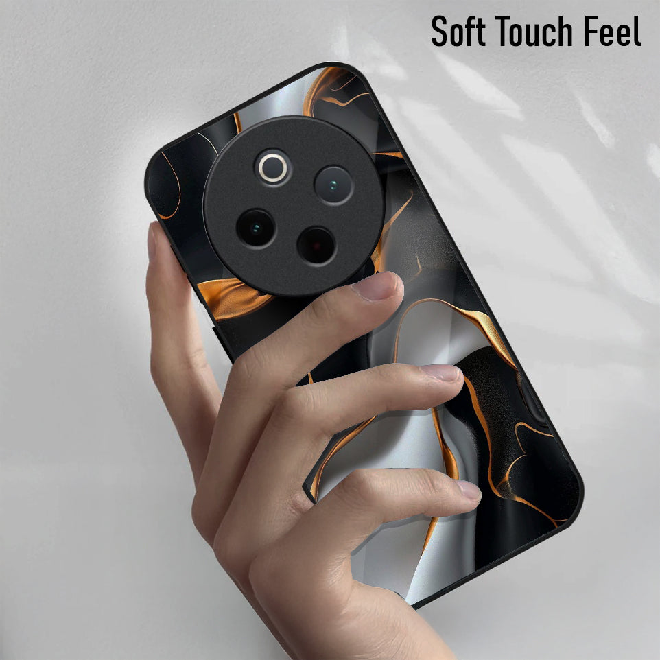 Vivo T4 5G Premium Acrylic Shockproof Glass Back Case (Lava Veins)