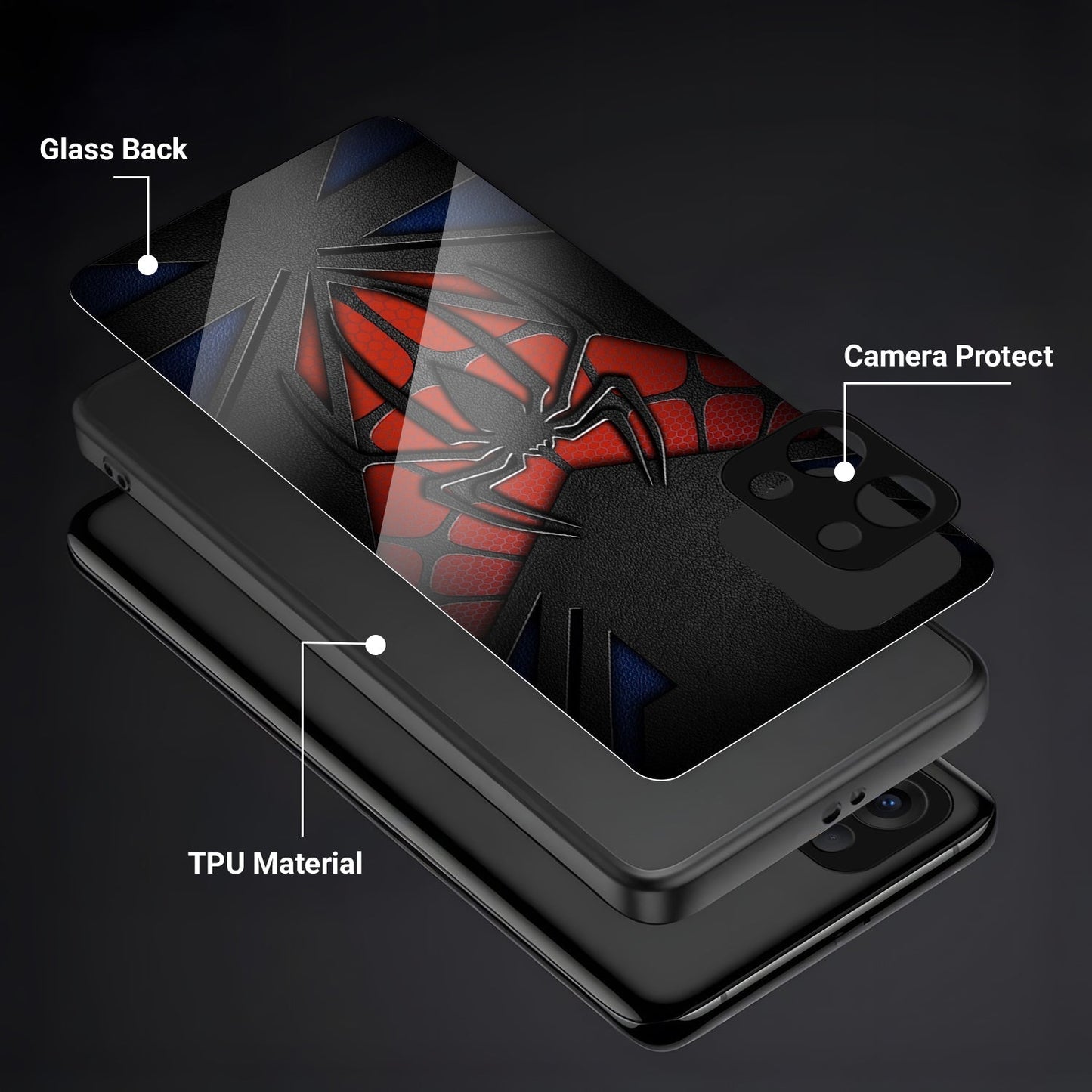 Oppo Reno 13 5G Premium Acrylic Shockproof Glass Back Case (Spider-Man)