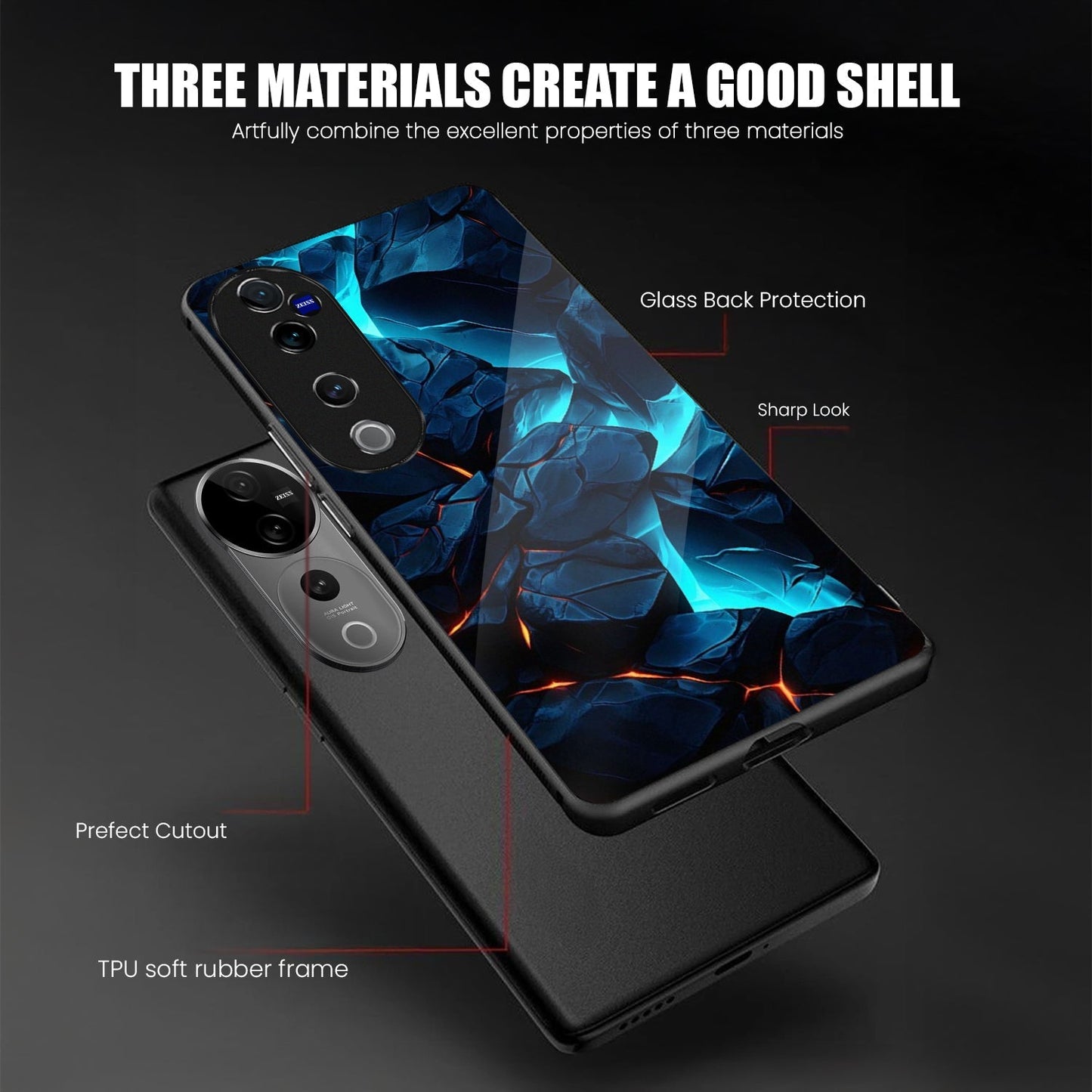 Vivo V40 Pro 5G Premium Acrylic Shockproof Glass Back Case (Iceflare)