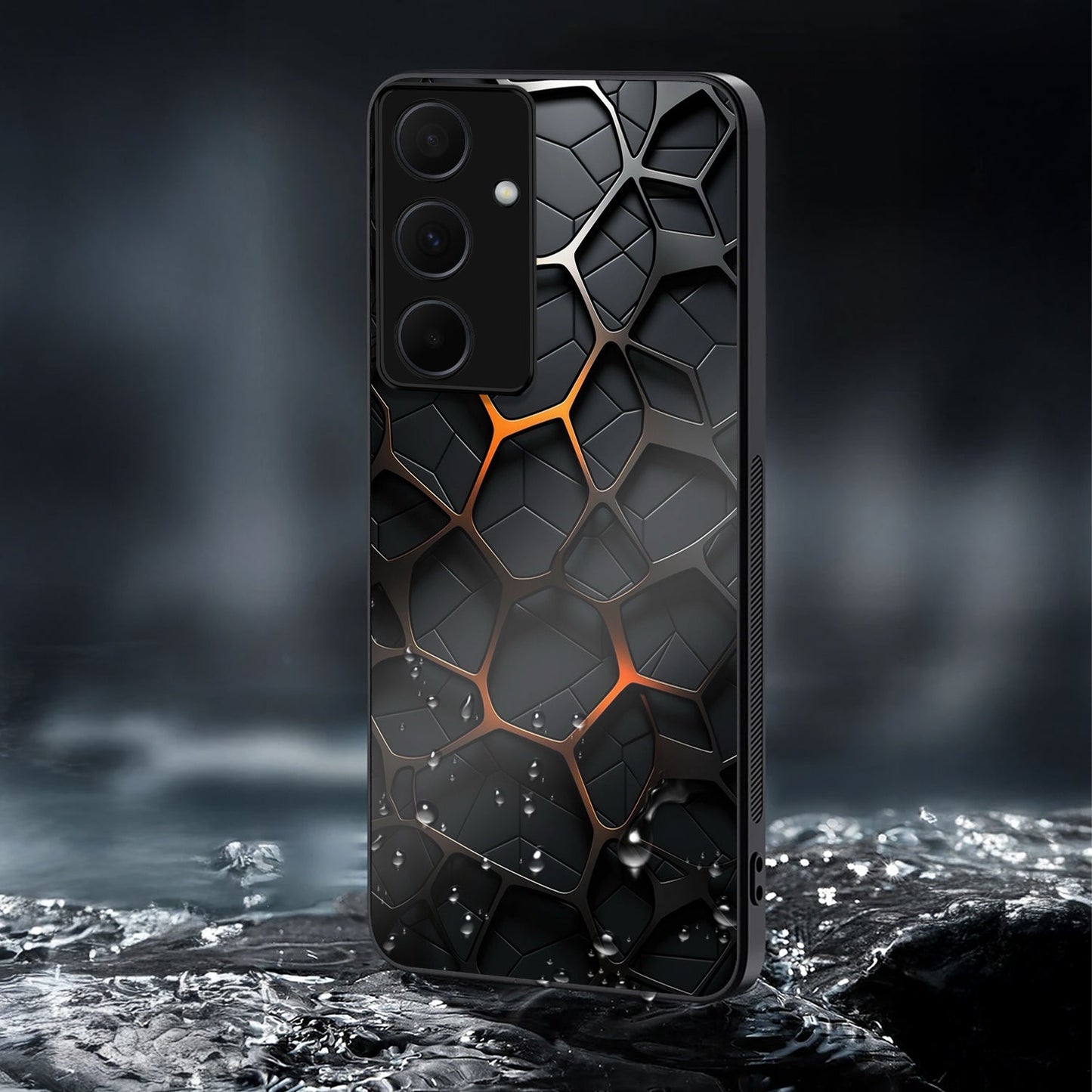 Samsung Galaxy A56 Premium Acrylic Shockproof Glass Back Case (Lava Mesh)