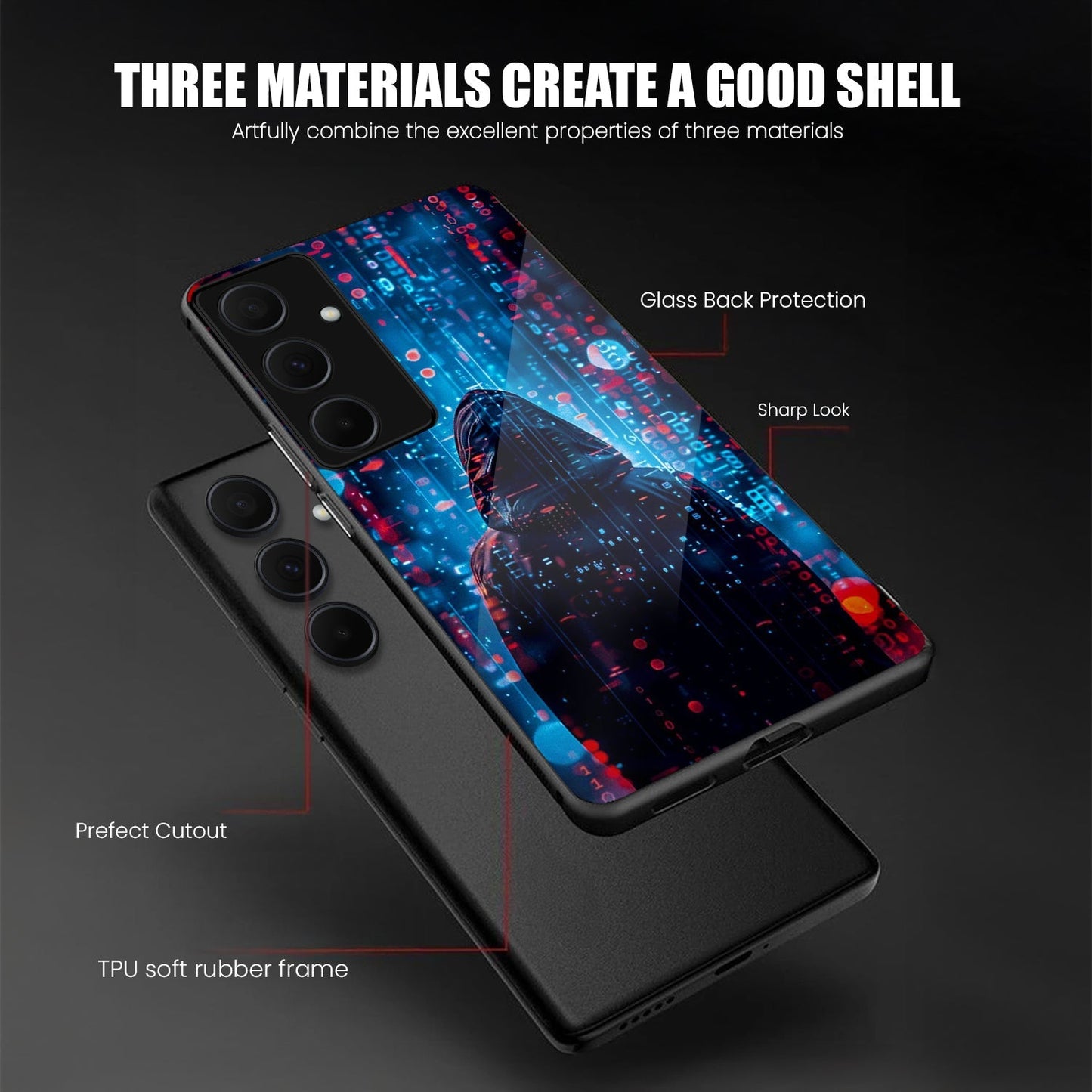 Samsung Galaxy A36 Premium Acrylic Shockproof Glass Back Case (Cyber Shadow)