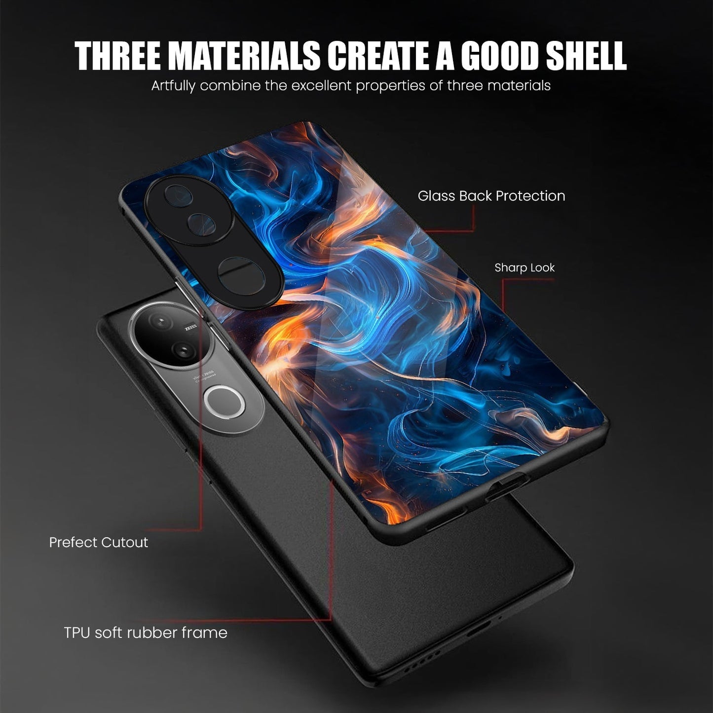 Vivo V50 5G Premium Acrylic Shockproof Glass Back Case (FrostBurn)