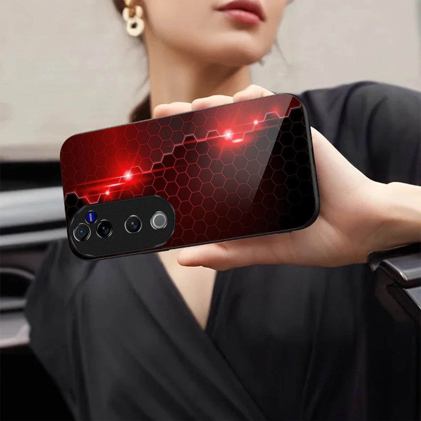 Vivo V40 Pro 5G Premium Acrylic Shockproof Glass Back Case (HexaBeam)