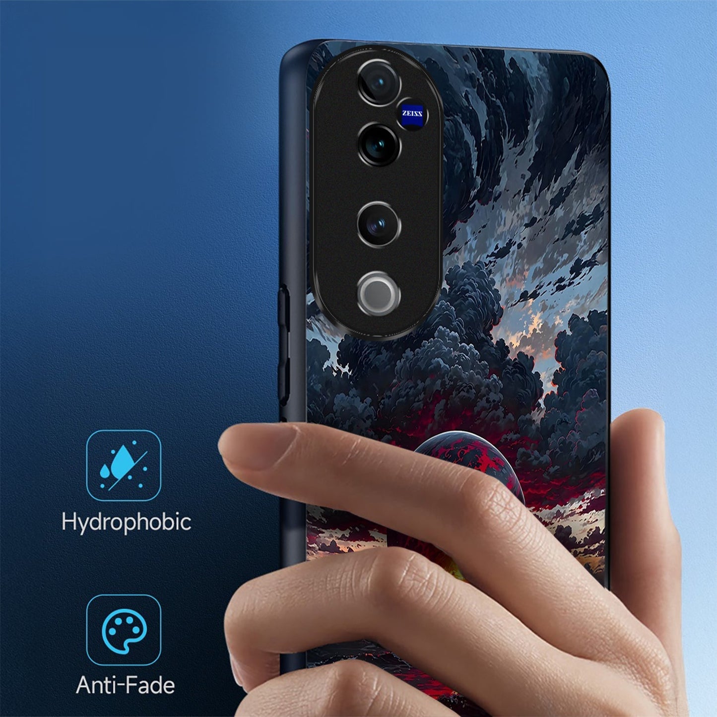 Vivo V40 Pro 5G Premium Acrylic Shockproof Glass Back Case (Crimson Ocean)