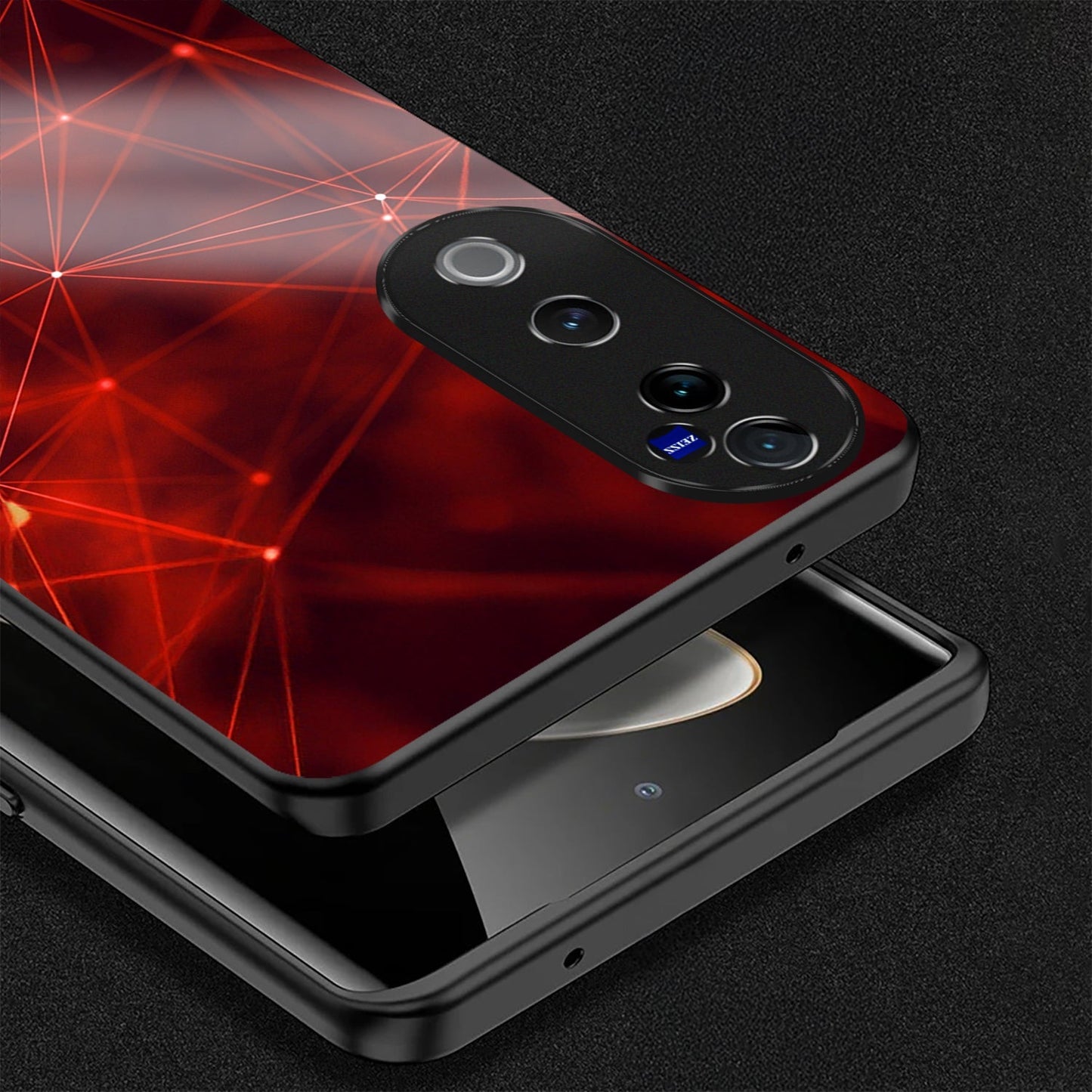 Vivo V40 Pro 5G Premium Acrylic Shockproof Glass Back Case (Scarlet Circuit)