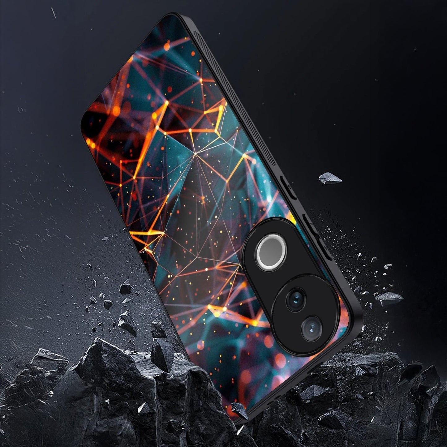 Vivo V50 5G Premium Acrylic Shockproof Glass Back Case (HoloGrid)