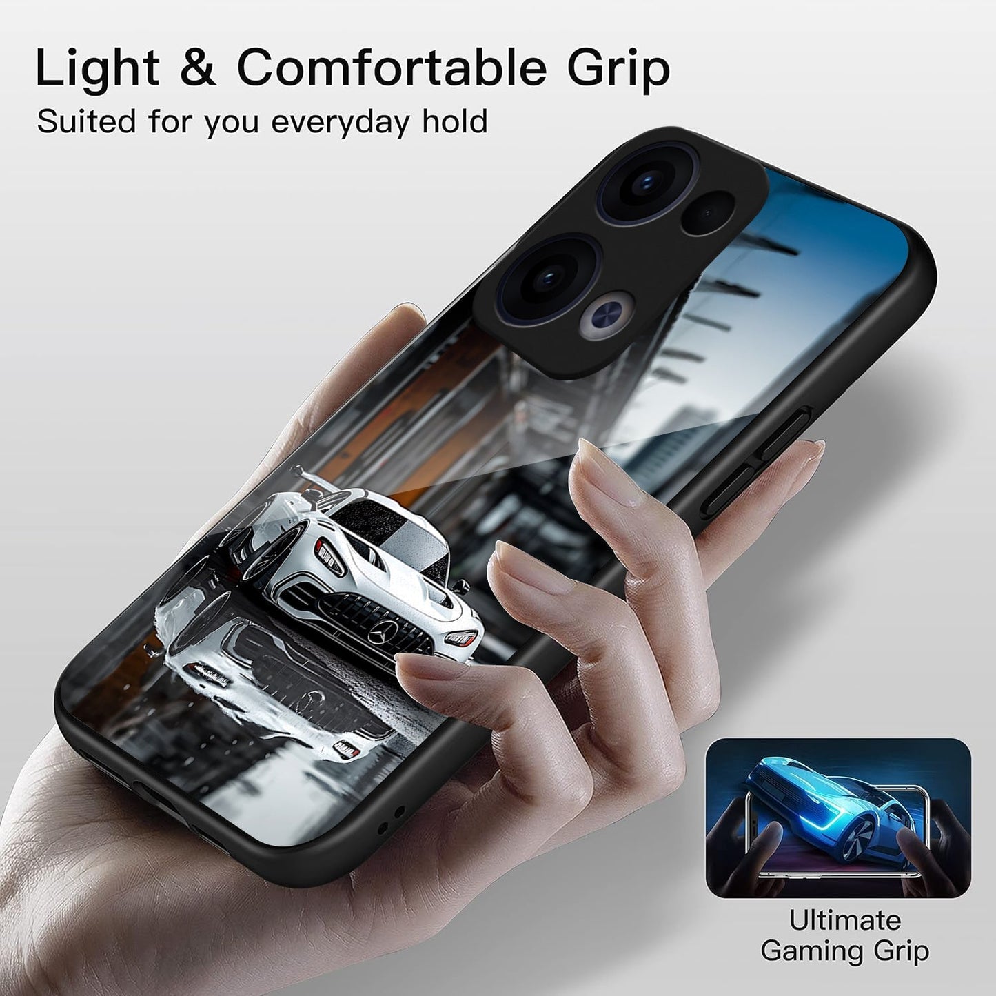 Oppo Reno 13 5G Premium Acrylic Shockproof Glass Back Case (Race Storm)