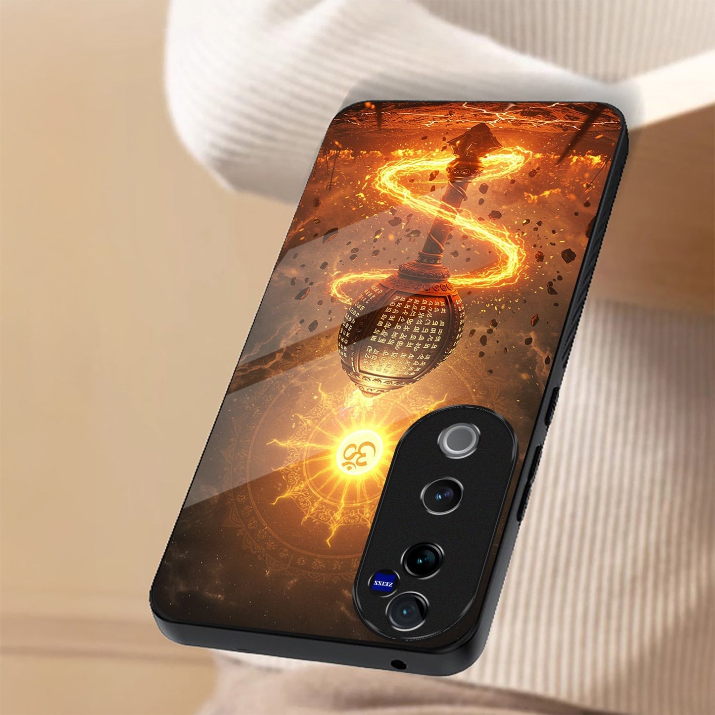 Vivo V40 Pro 5G Premium Acrylic Shockproof Glass Back Case (Divine Flame)
