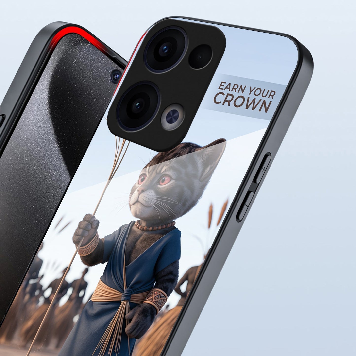 Oppo Reno 13 5G Premium Acrylic Shockproof Glass Back Case (Crown Cat)