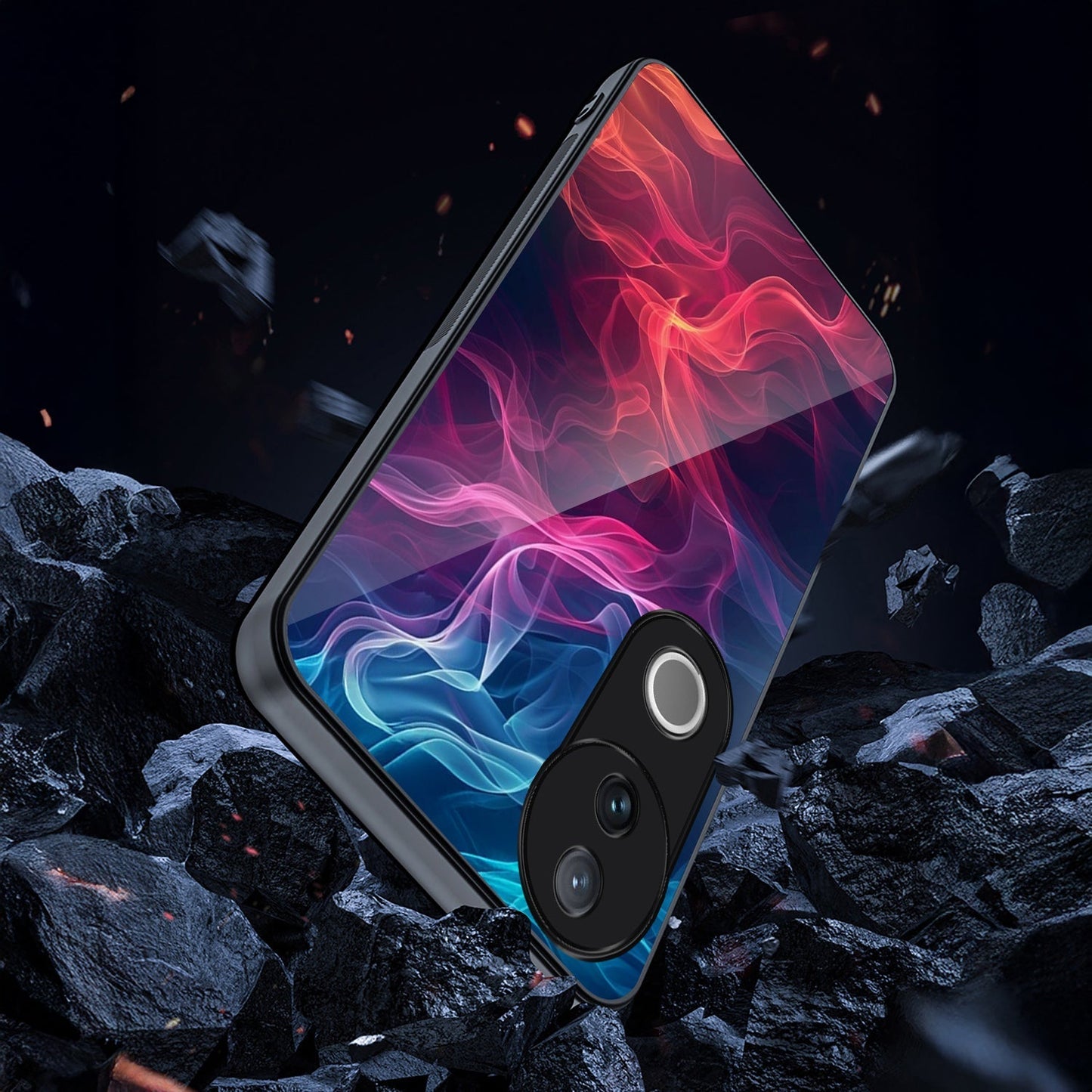 Vivo V50 5G Premium Acrylic Shockproof Glass Back Case (Flame Aura)