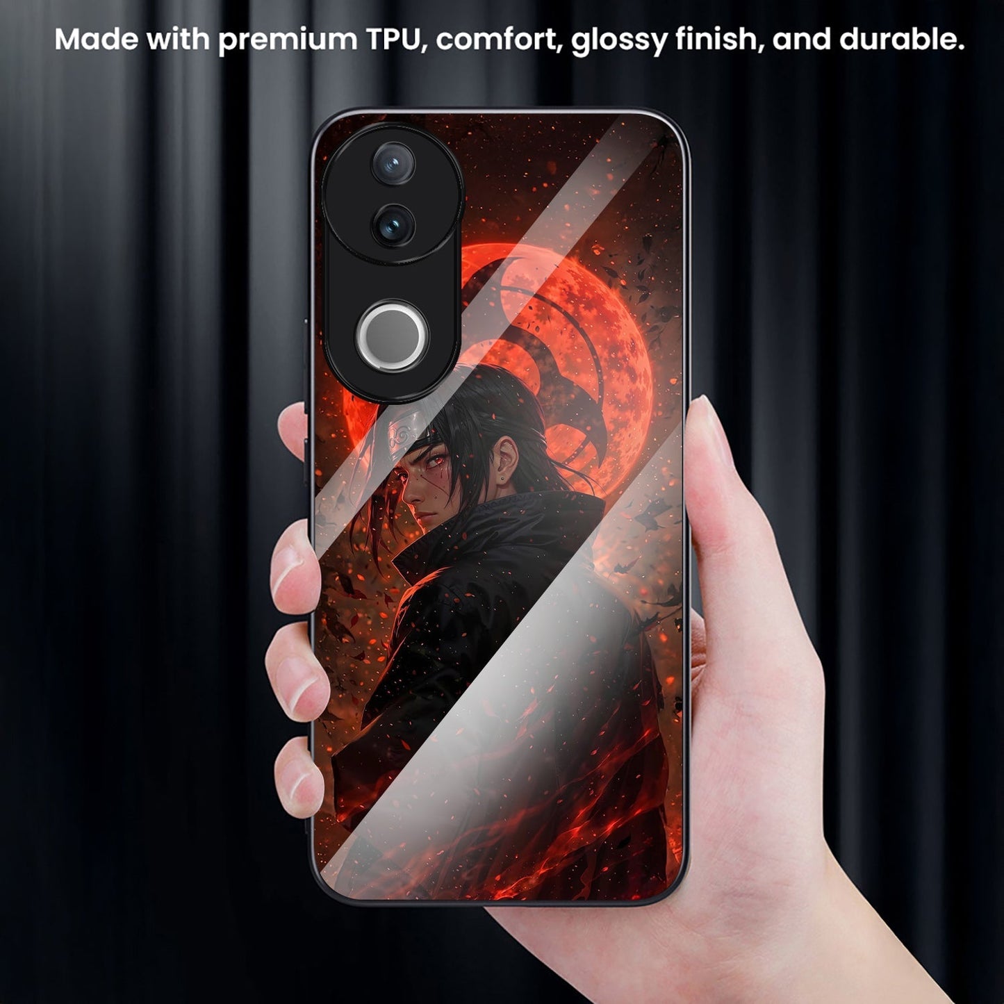 Vivo V50 5G Premium Acrylic Shockproof Glass Back Case (Shadow Flame)
