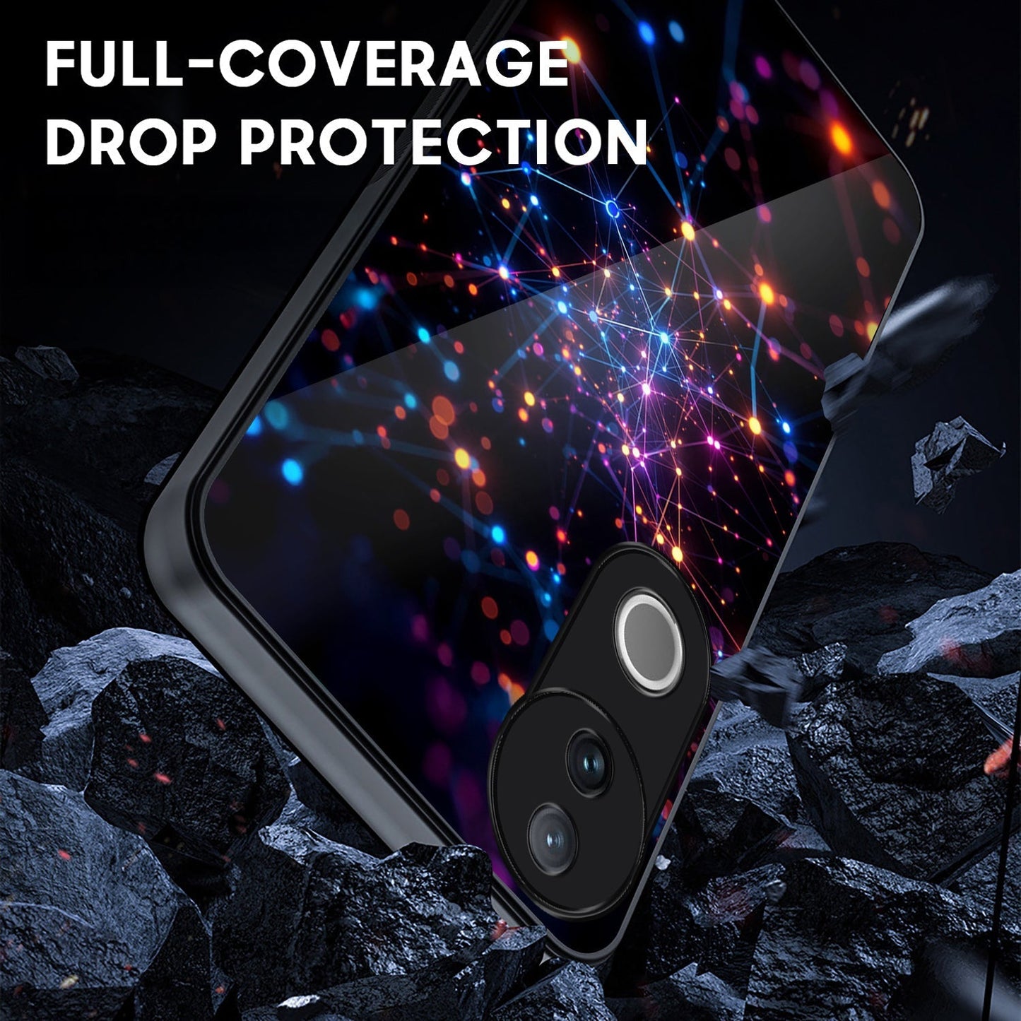 Vivo V50 5G Premium Acrylic Shockproof Glass Back Case (Tech Spark)