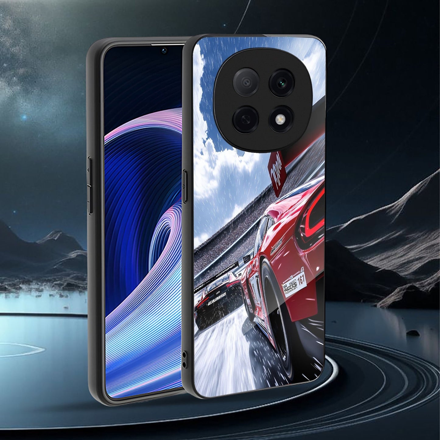 OPPO F29 Pro 5G Premium Acrylic Shockproof Glass Back Case (Rain Racer)