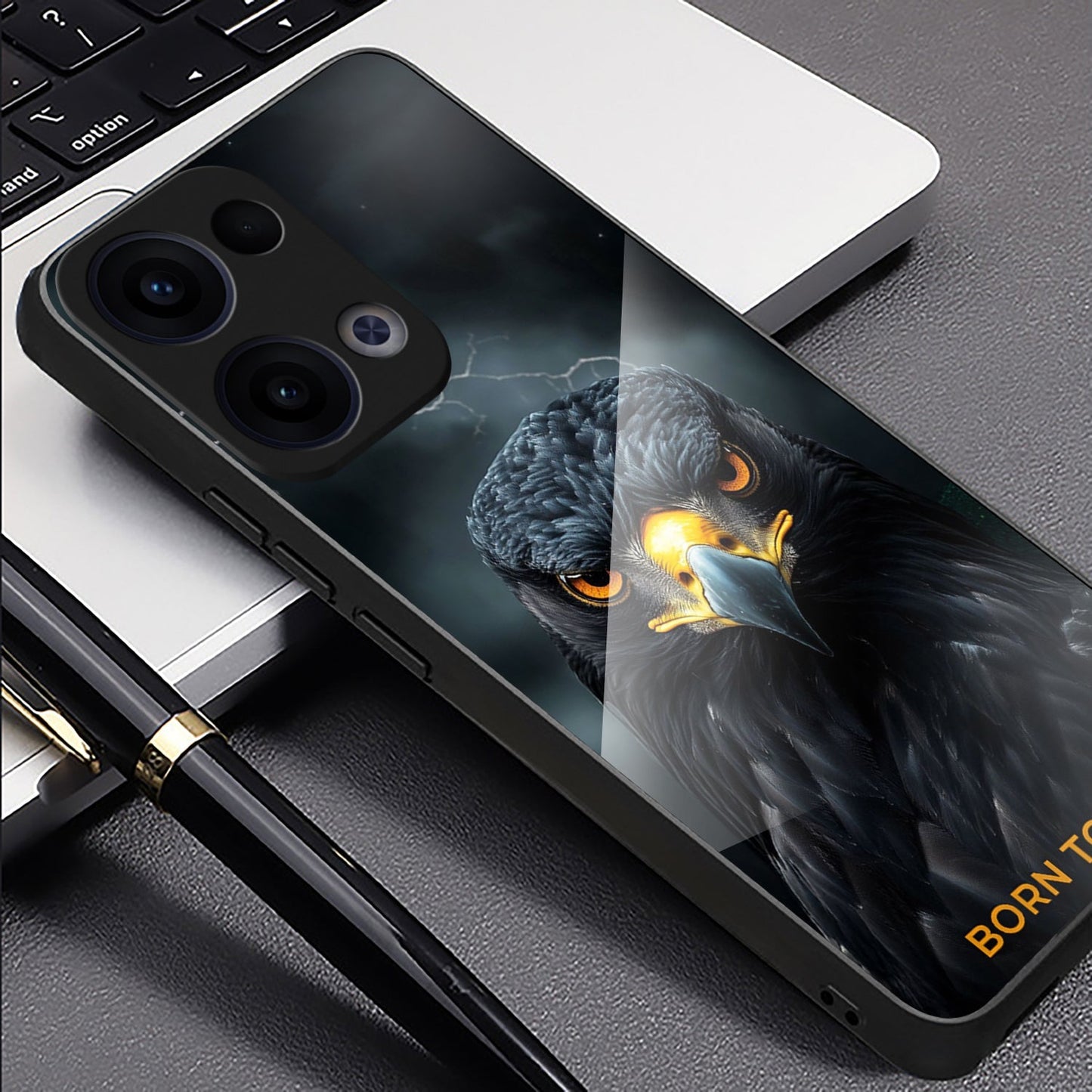 Oppo Reno 13 5G Premium Acrylic Shockproof Glass Back Case (Eagle Eye)