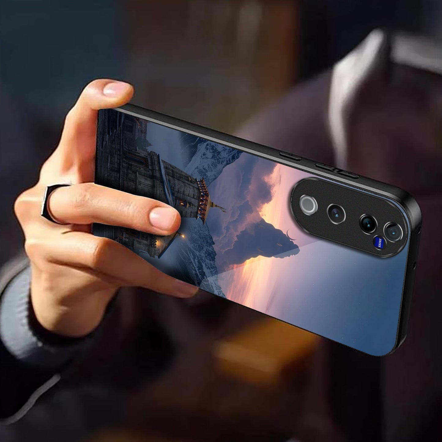 Vivo V40 Pro 5G Premium Acrylic Shockproof Glass Back Case (majestic temple)