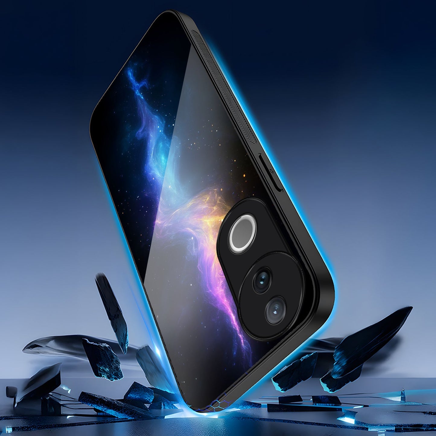 Vivo V50 5G Premium Acrylic Shockproof Glass Back Case (Galaxy Shine)