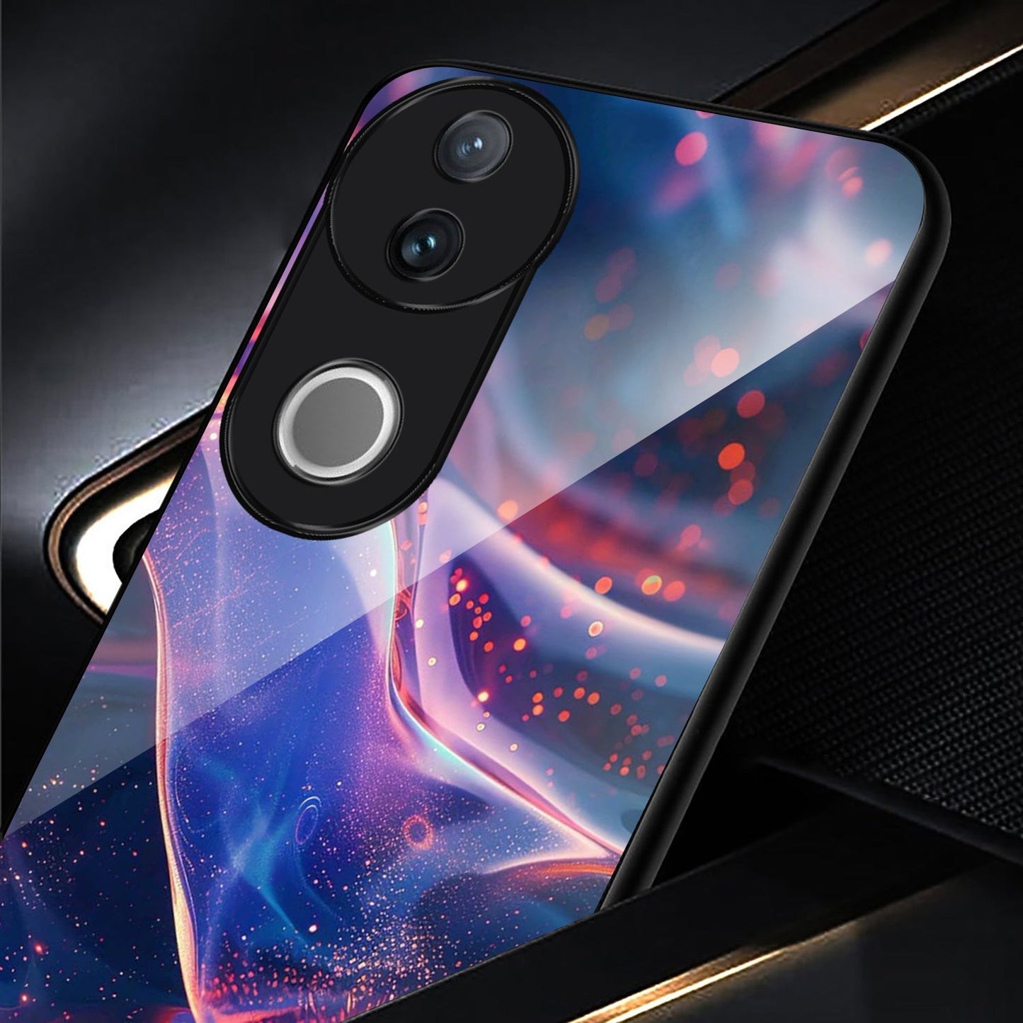 Vivo V50 5G Premium Acrylic Shockproof Glass Back Case (Neon Flow)