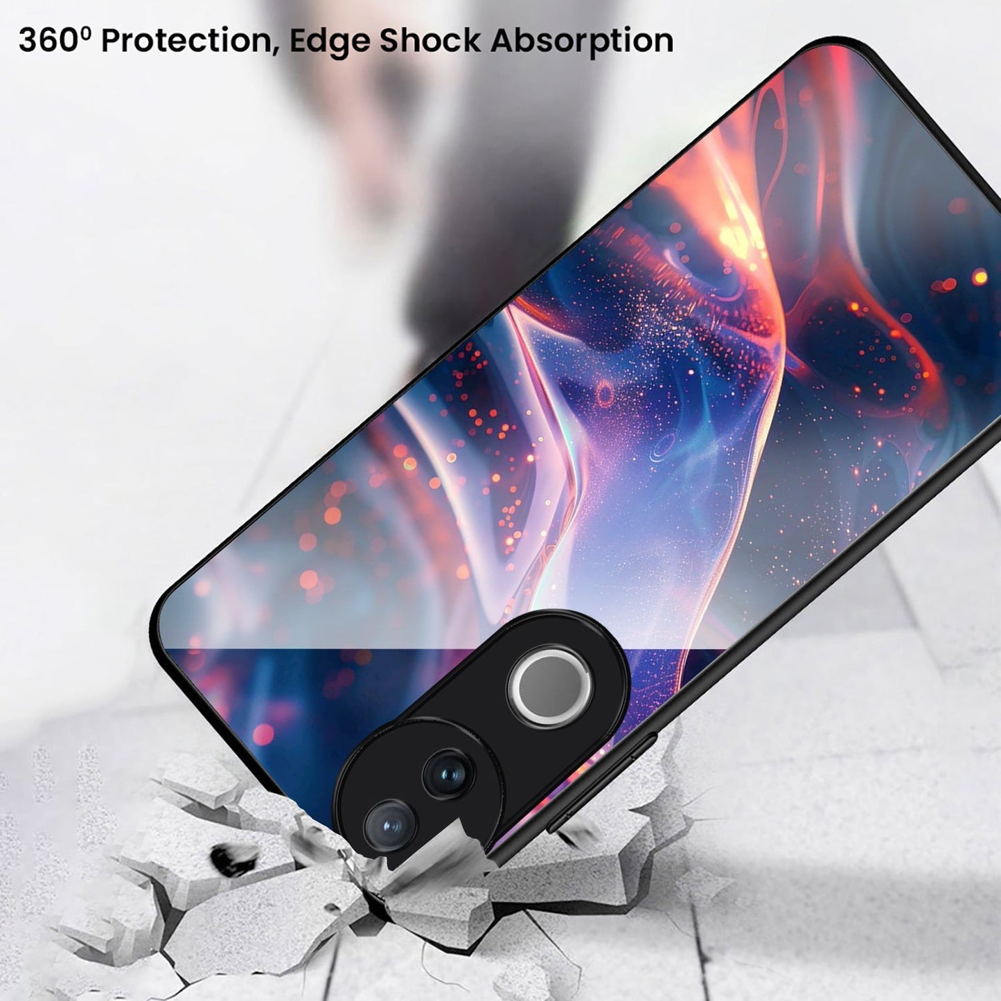 Vivo V50 5G Premium Acrylic Shockproof Glass Back Case (Neon Flow)