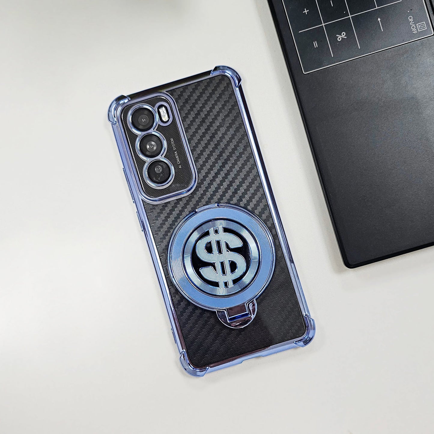 Oppo Reno 12 Pro 5G Premium Carbon Fiber Shockproof Airbags Dollar Rotating Case