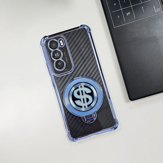 Oppo Reno 12 Pro 5G Premium Carbon Fiber Shockproof Airbags Dollar Rotating Case