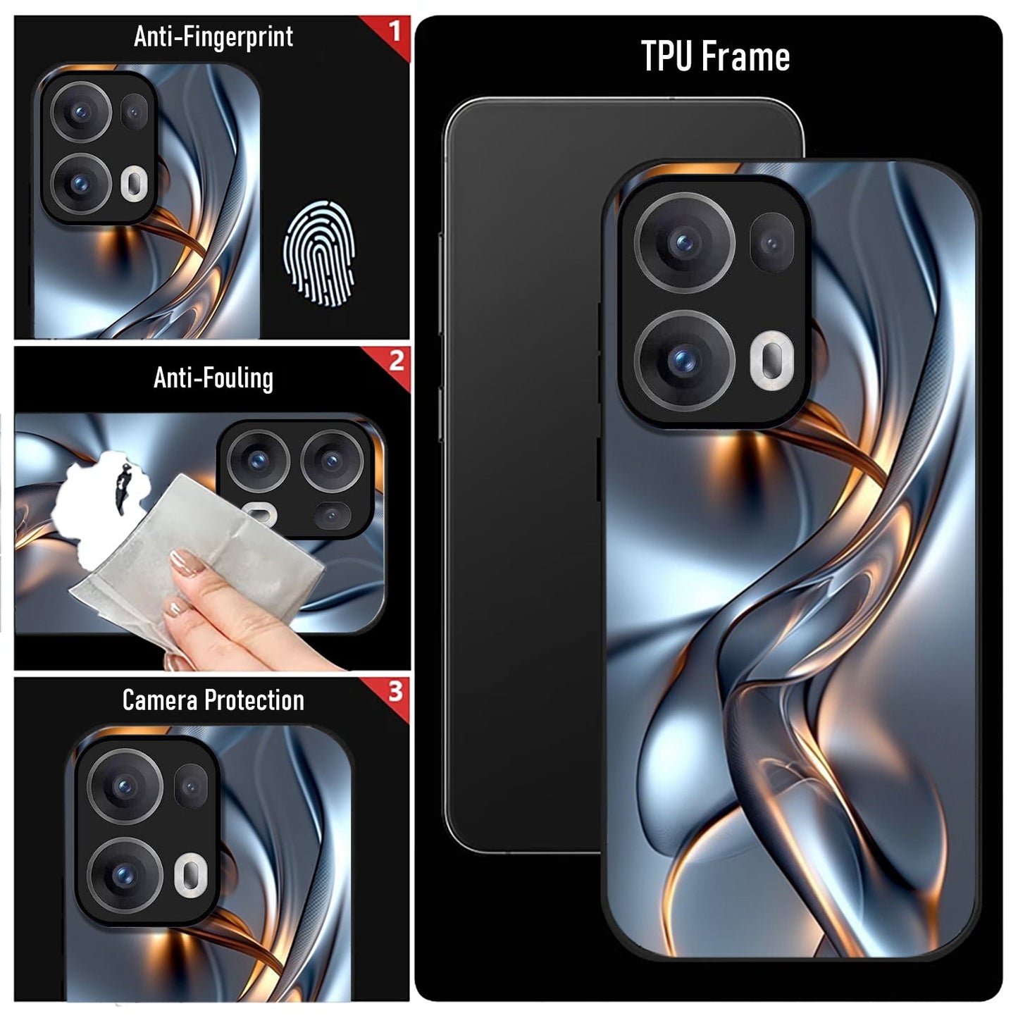 Oppo Reno13 5G Premium Acrylic Shockproof Glass Back Case (Liquid Chrome)