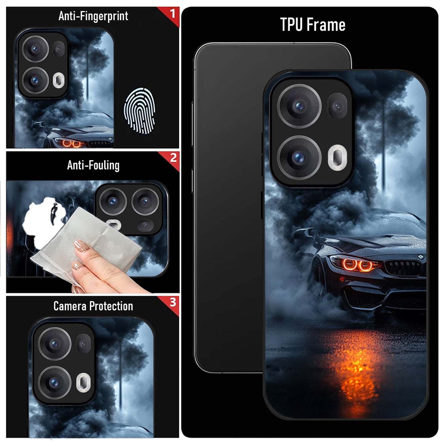 Oppo Reno13 5G Premium Acrylic Shockproof Glass Back Case (Fire Track Fury)