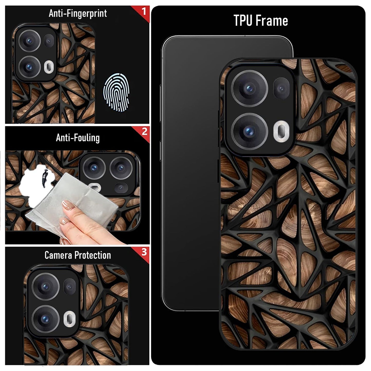 Oppo Reno13 5G Premium Acrylic Shockproof Glass Back Case (Marble Wood Texture)