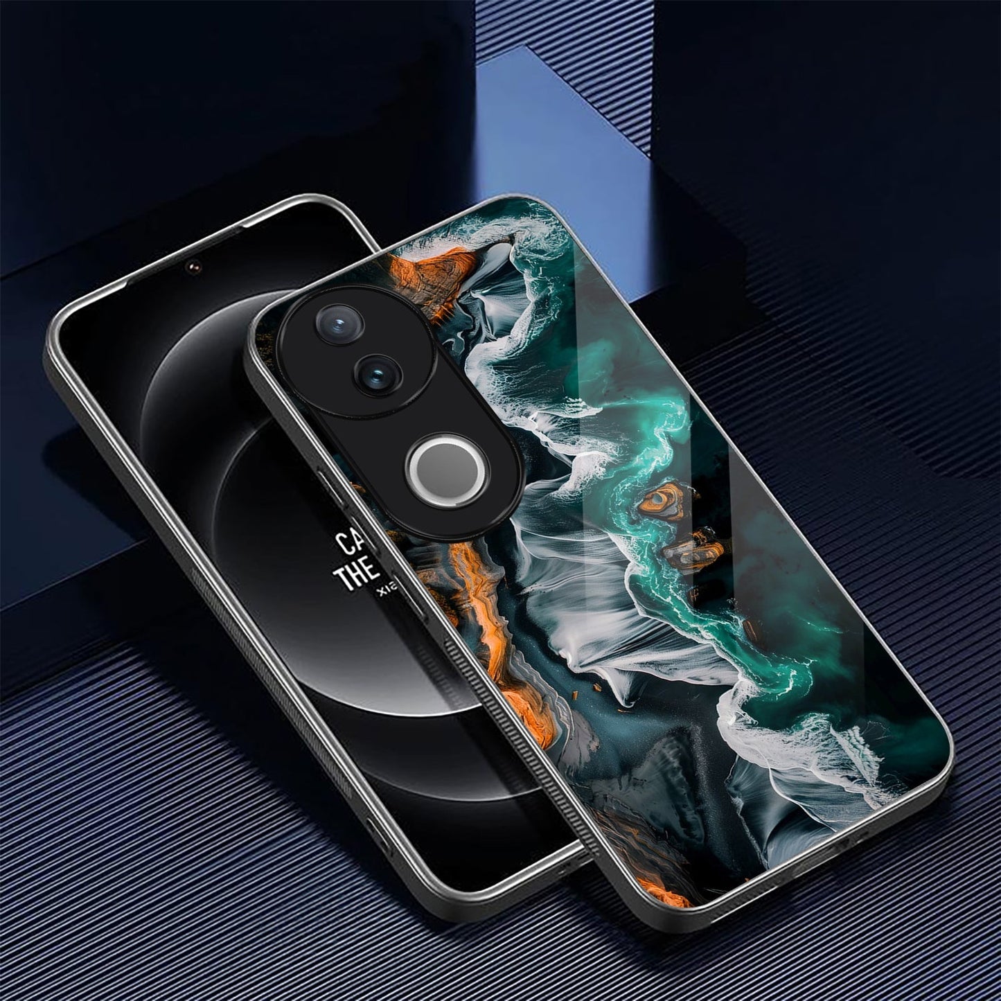 Vivo V50 5G Premium Acrylic Shockproof Glass Back Case (Liquid Art)