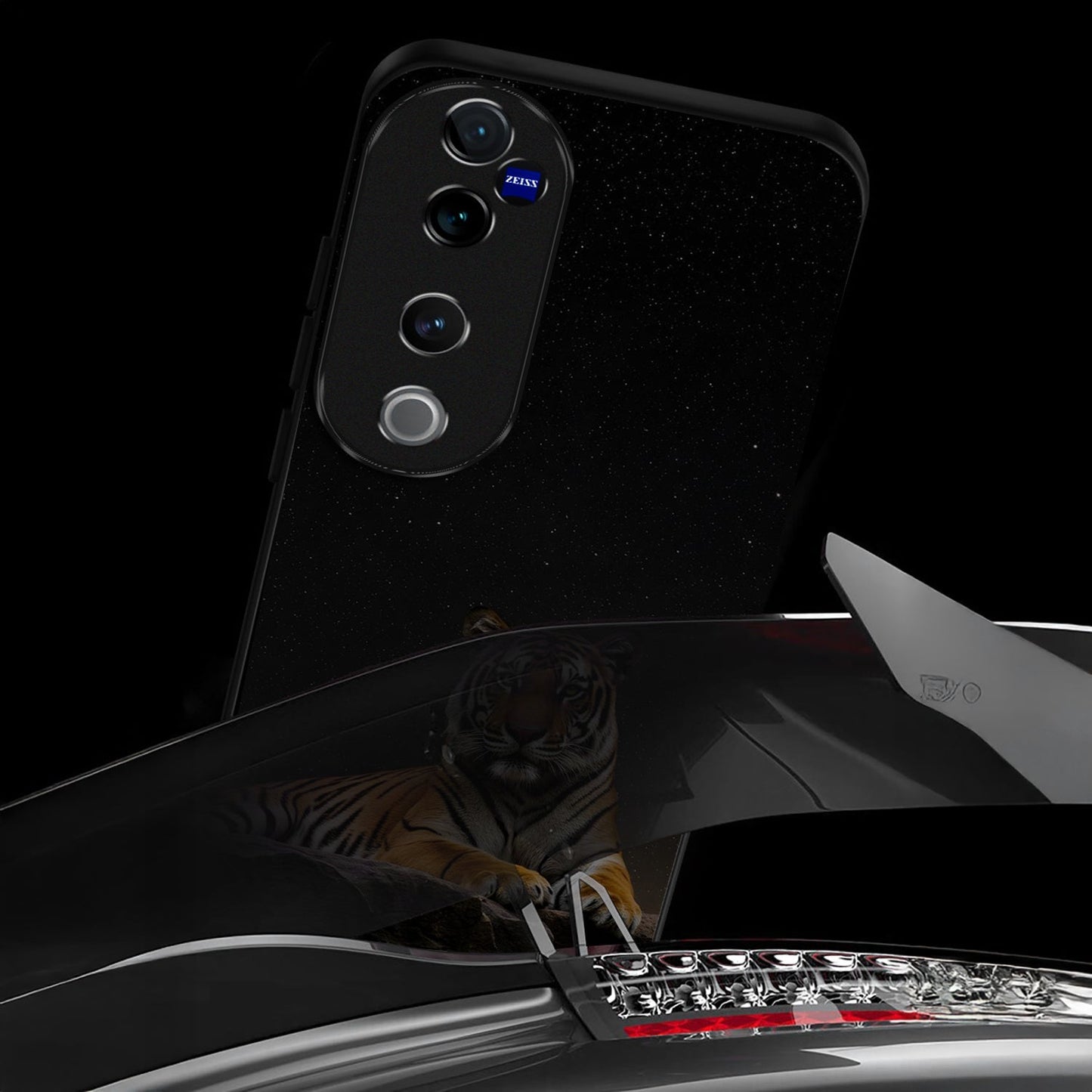 Vivo V40 Pro 5G Premium Acrylic Shockproof Glass Back Case (Silent Tiger)