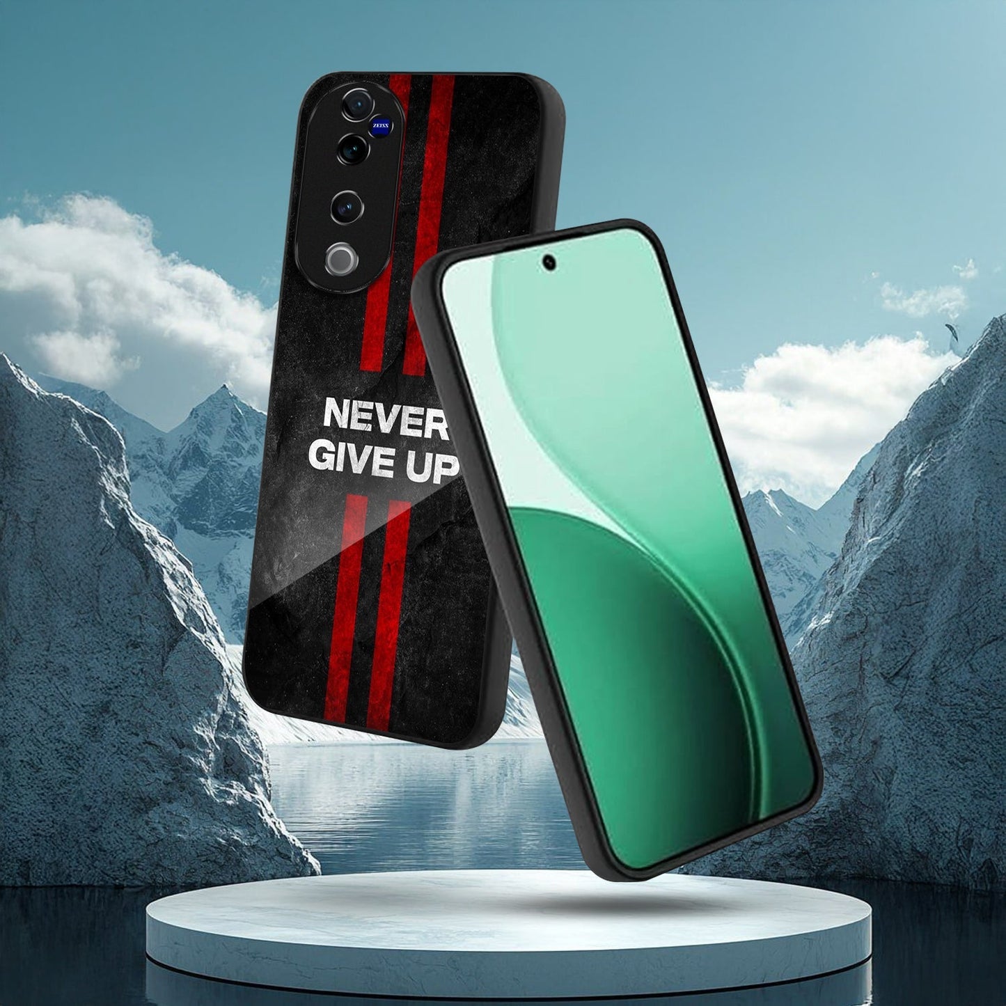 Vivo V40 Pro 5G Premium Acrylic Shockproof Glass Back Case (Never give up)