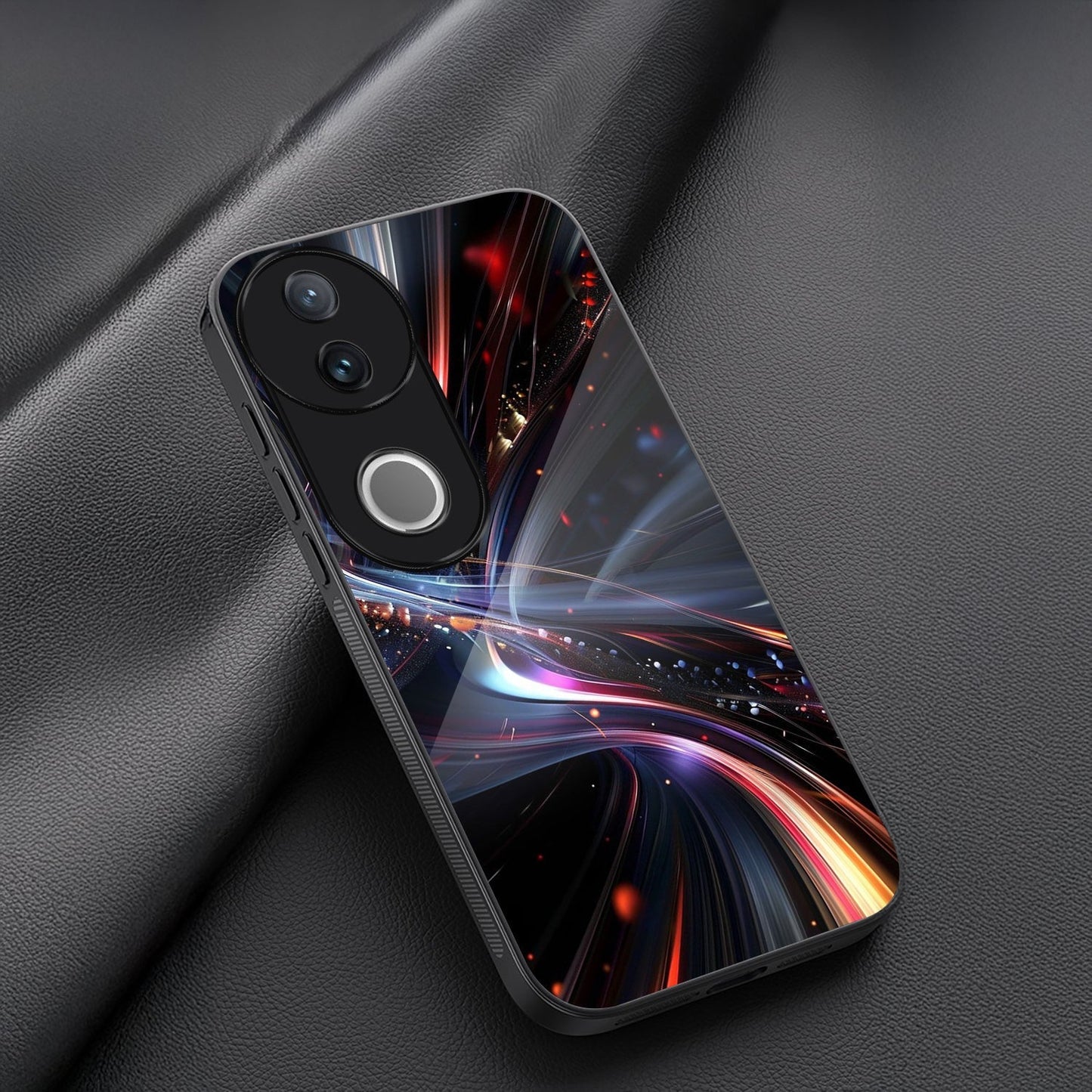 Vivo V50 5G Premium Acrylic Shockproof Glass Back Case (Lightwave Vortex)