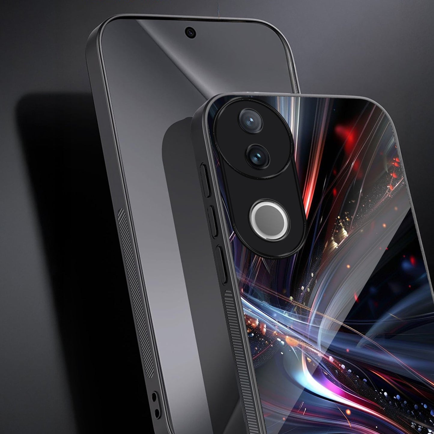Vivo V50 5G Premium Acrylic Shockproof Glass Back Case (Lightwave Vortex)