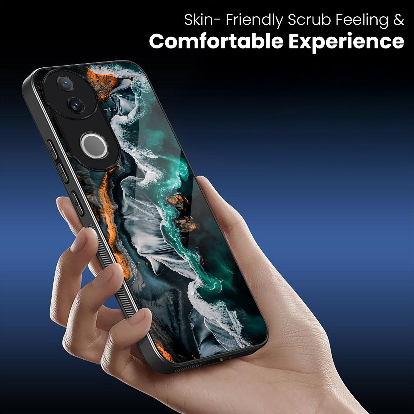 Vivo V50 5G Premium Acrylic Shockproof Glass Back Case (Liquid Art)