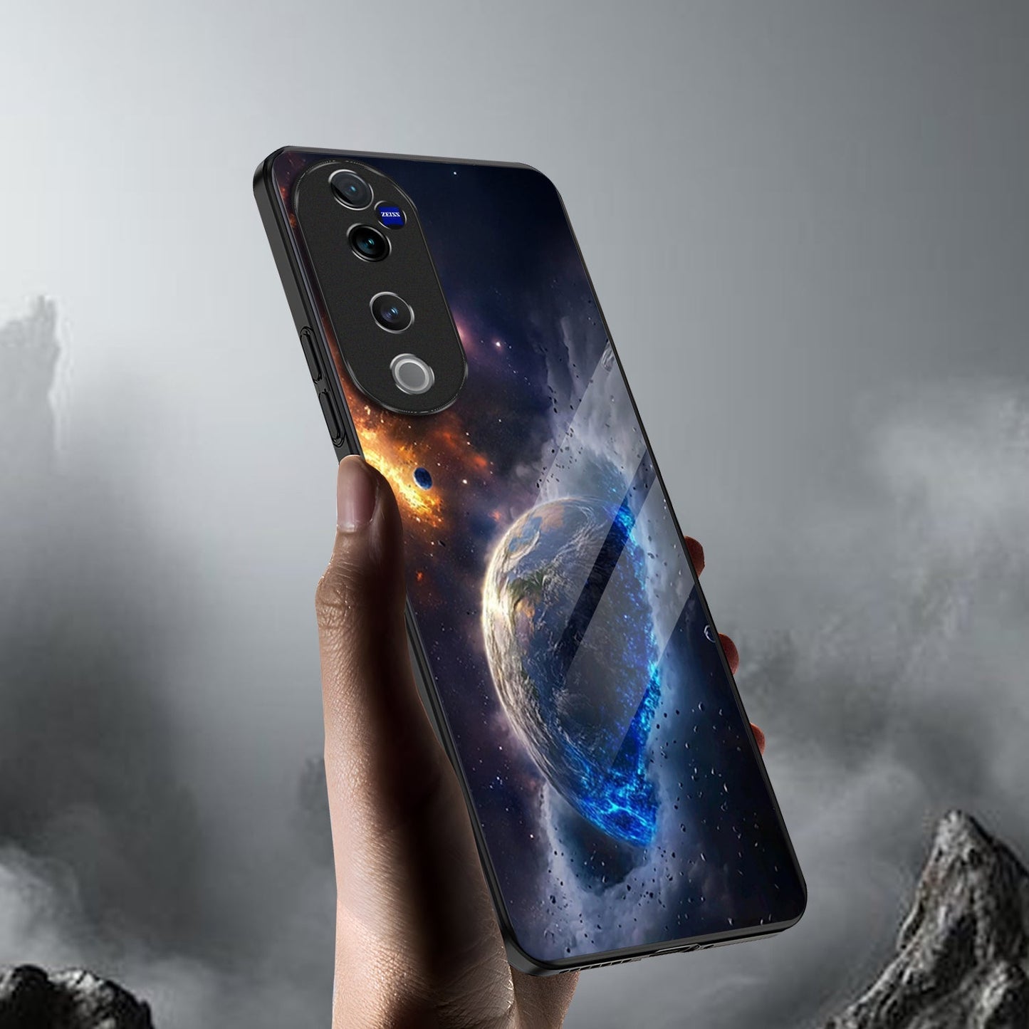 Vivo V40 Pro 5G Premium Acrylic Shockproof Glass Back Case (Universe)