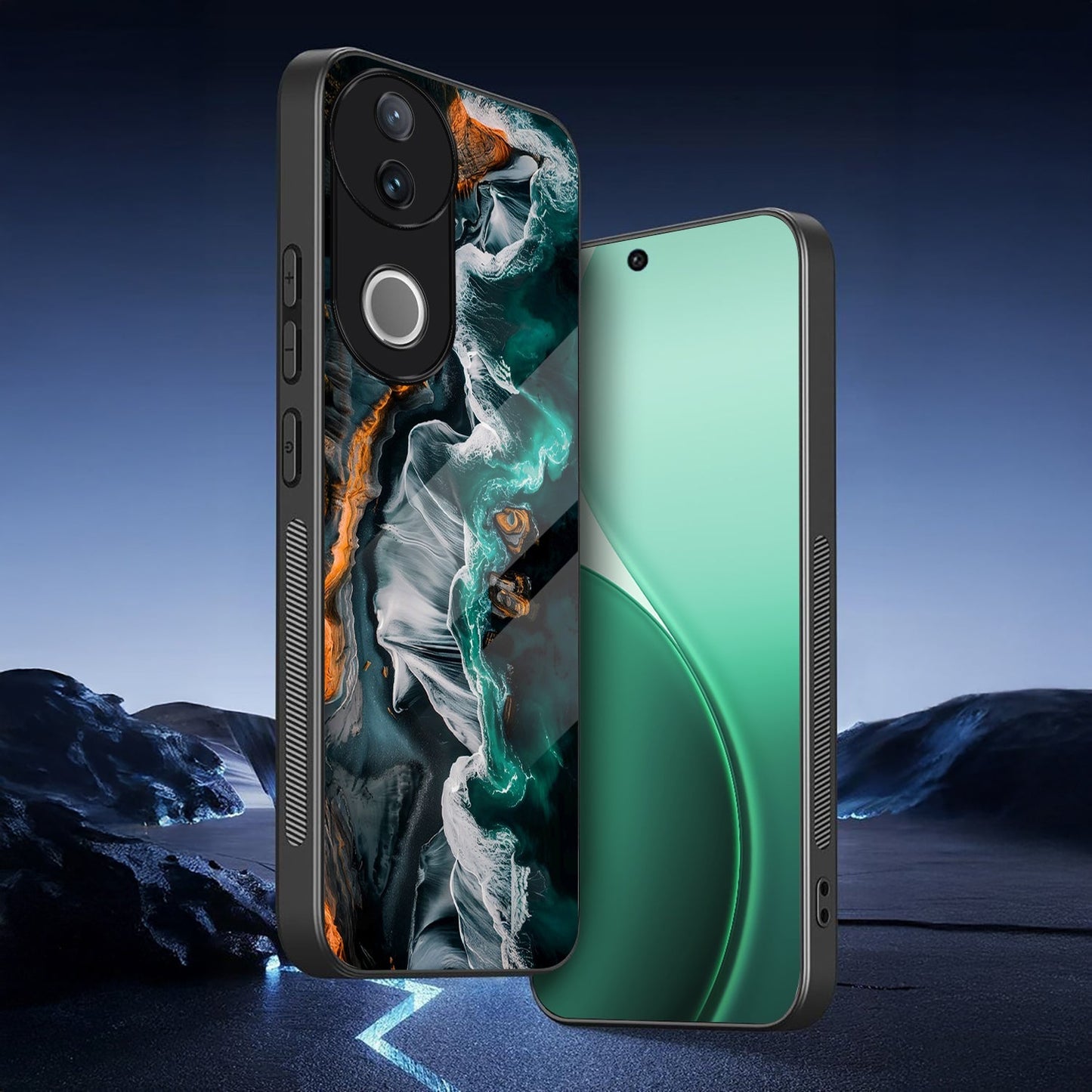 Vivo V50 5G Premium Acrylic Shockproof Glass Back Case (Liquid Art)