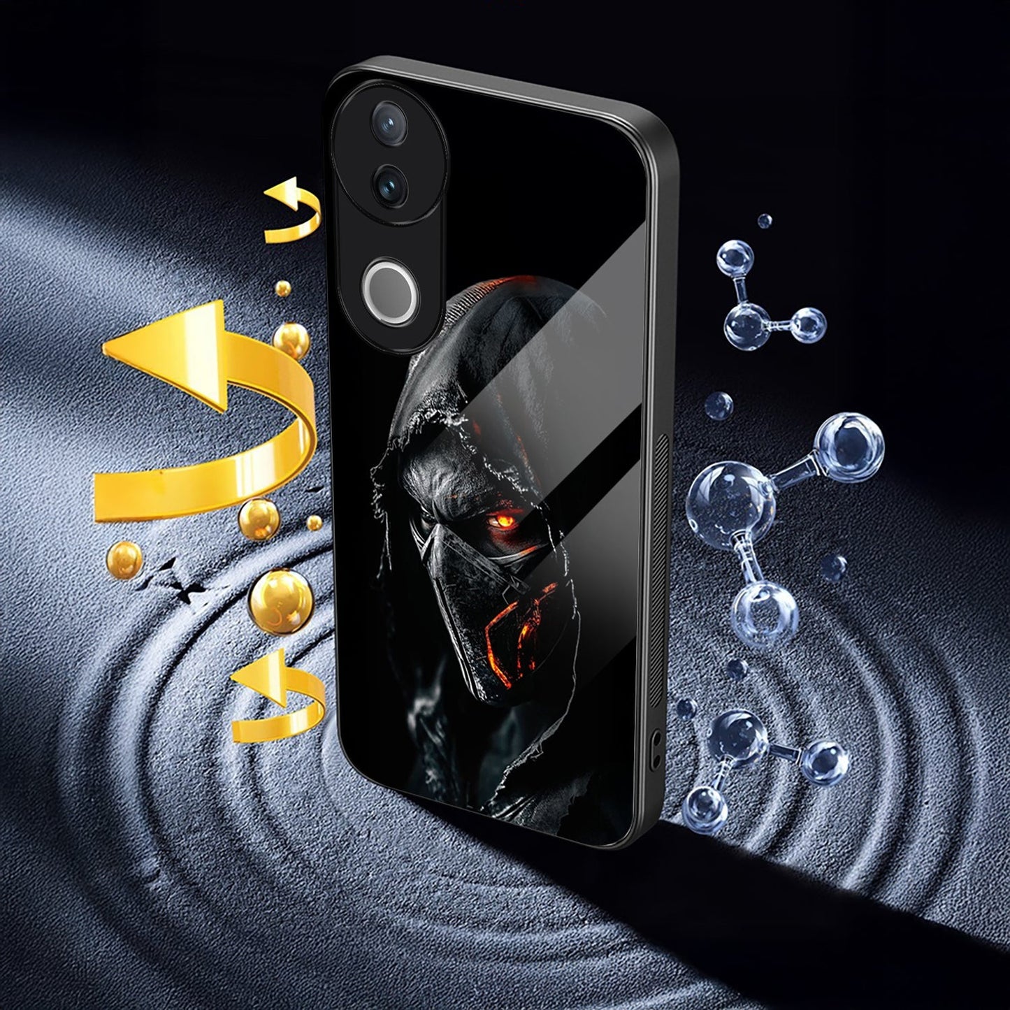 Vivo V50 5G Premium Acrylic Shockproof Glass Back Case (Masked Menace)