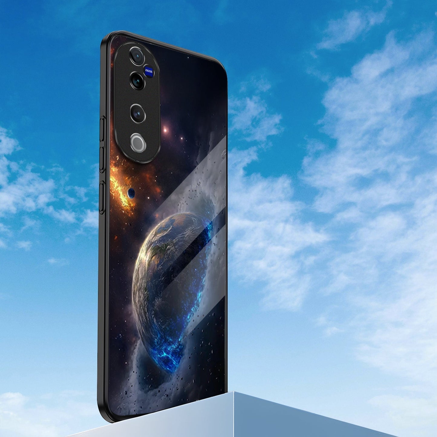 Vivo V40 Pro 5G Premium Acrylic Shockproof Glass Back Case (Universe)