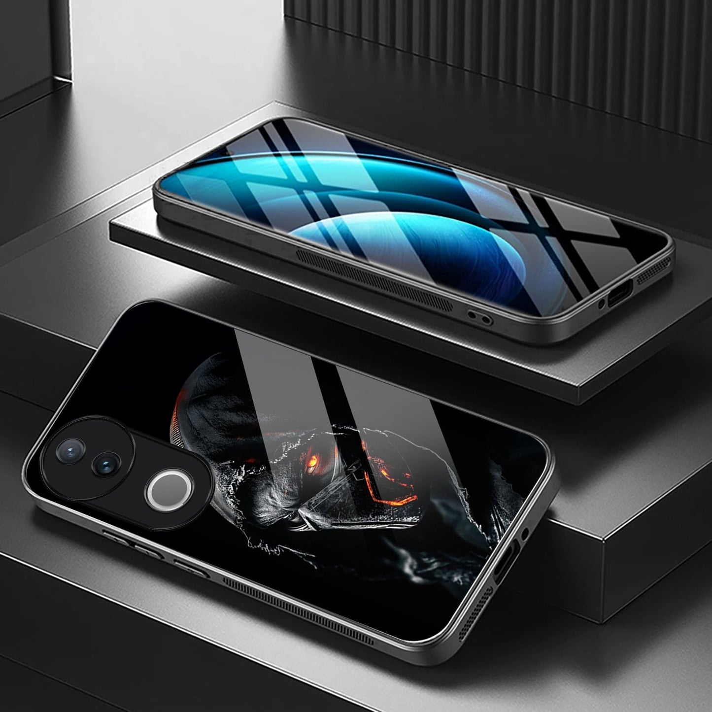 Vivo V50 5G Premium Acrylic Shockproof Glass Back Case (Masked Menace)