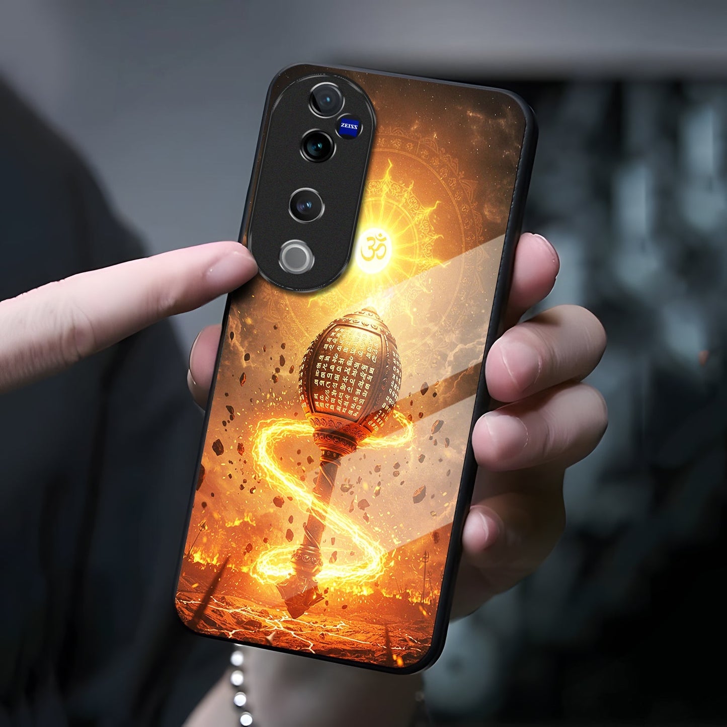 Vivo V40 Pro 5G Premium Acrylic Shockproof Glass Back Case (Divine Flame)