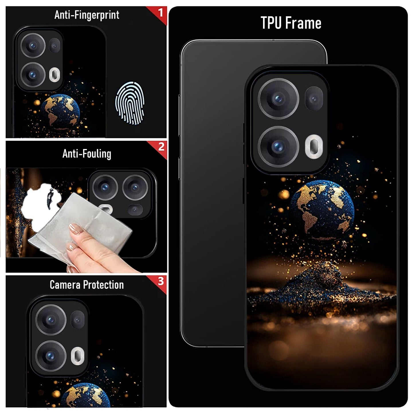 Oppo Reno13 5G Premium Acrylic Shockproof Glass Back Case (Galaxy of Gold)
