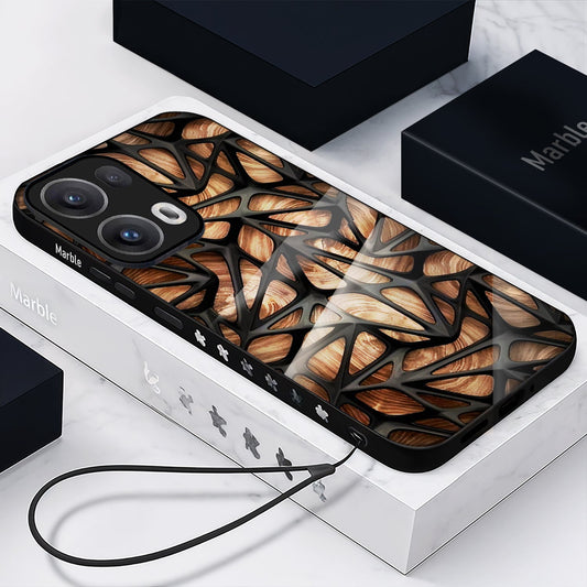 Oppo Reno13 5G Premium Acrylic Shockproof Glass Back Case (Marble Wood Texture)