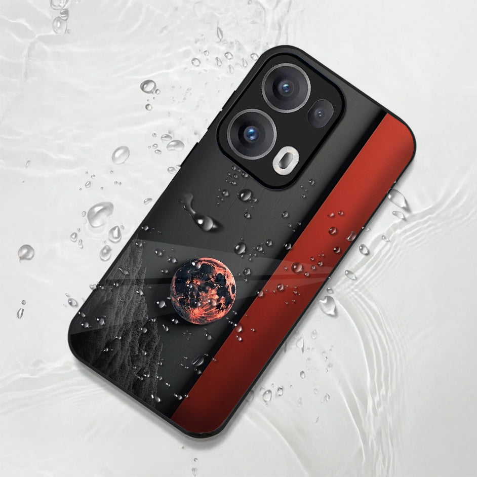 Oppo Reno13 5G Premium Acrylic Shockproof Glass Back Case (Volcanic Night)