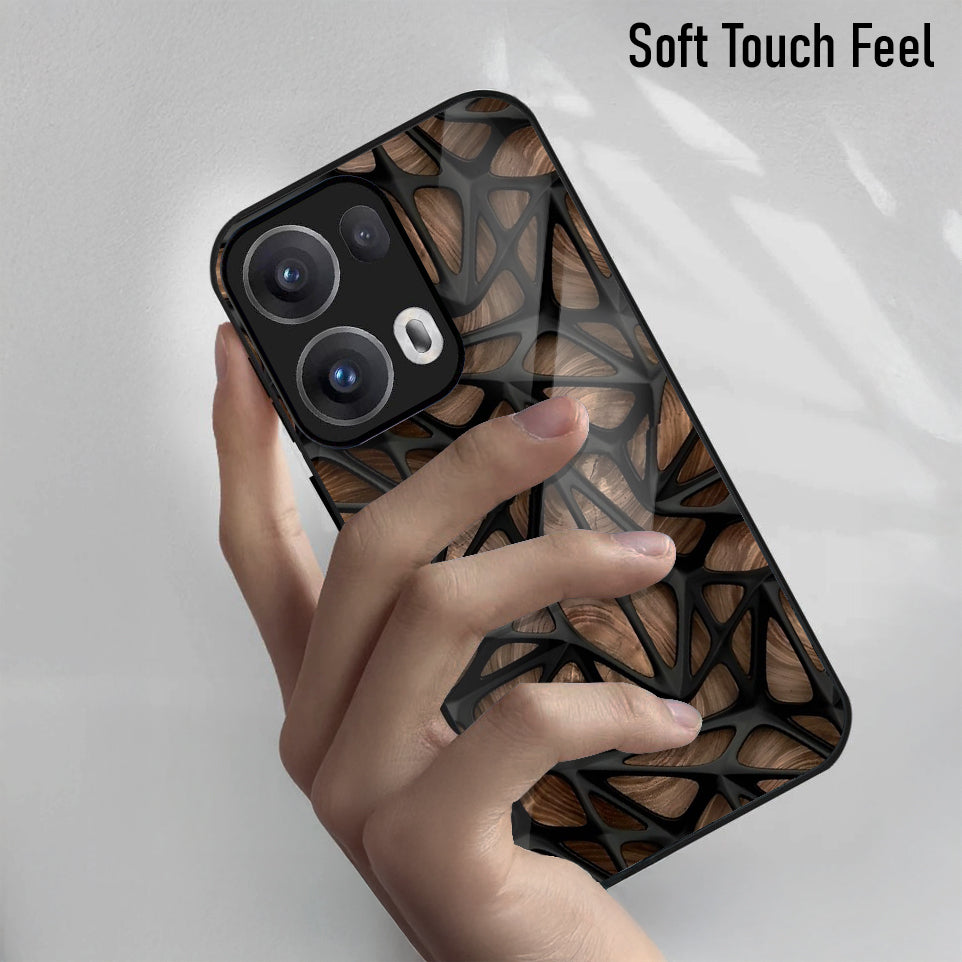 Oppo Reno13 5G Premium Acrylic Shockproof Glass Back Case (Marble Wood Texture)