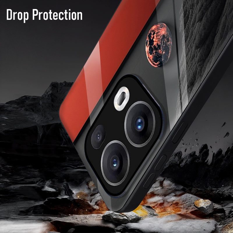 Oppo Reno13 5G Premium Acrylic Shockproof Glass Back Case (Volcanic Night)