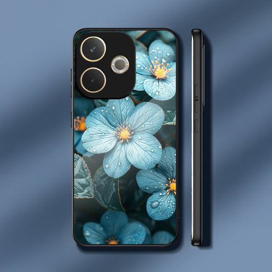 Oppo A5 Pro 5G Premium Acrylic Shockproof Glass Back Case (Blue Blossom)