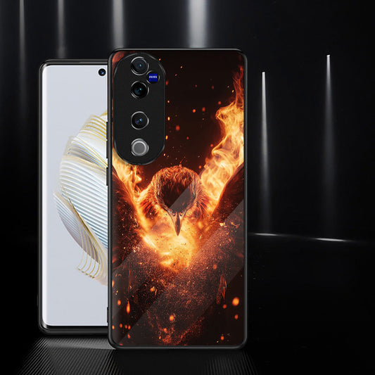 Vivo V40 Pro 5G Premium Acrylic Shockproof Glass Back Case (Flame Guardian)