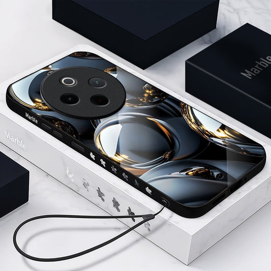Vivo T4 5G Premium Acrylic Shockproof Glass Back Case (Mirror Spheres)