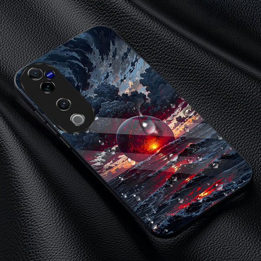 Vivo V40 Pro 5G Premium Acrylic Shockproof Glass Back Case (Crimson Ocean)